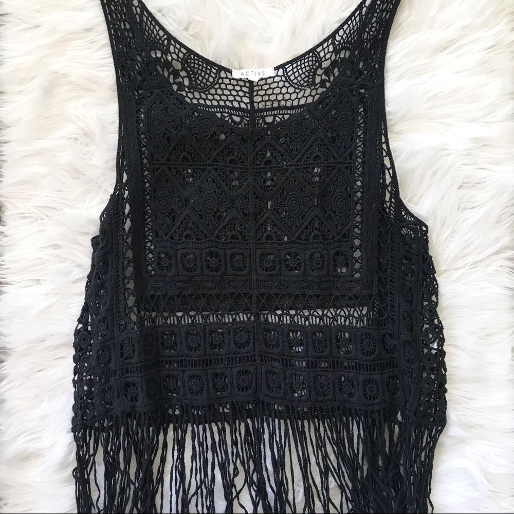 Black crochet coverup